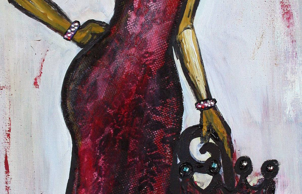 Gemaelde Malerei Figur Rote Spitze Kleid Deko  Detail2