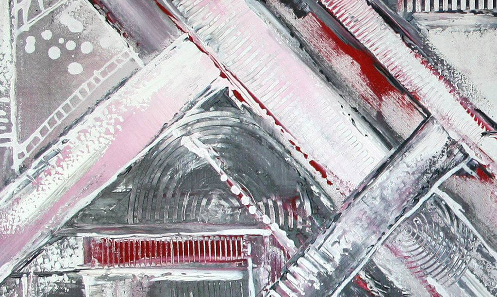 Wilde Malerei abstrakt grau rot handgemalt Keilrahmenbild