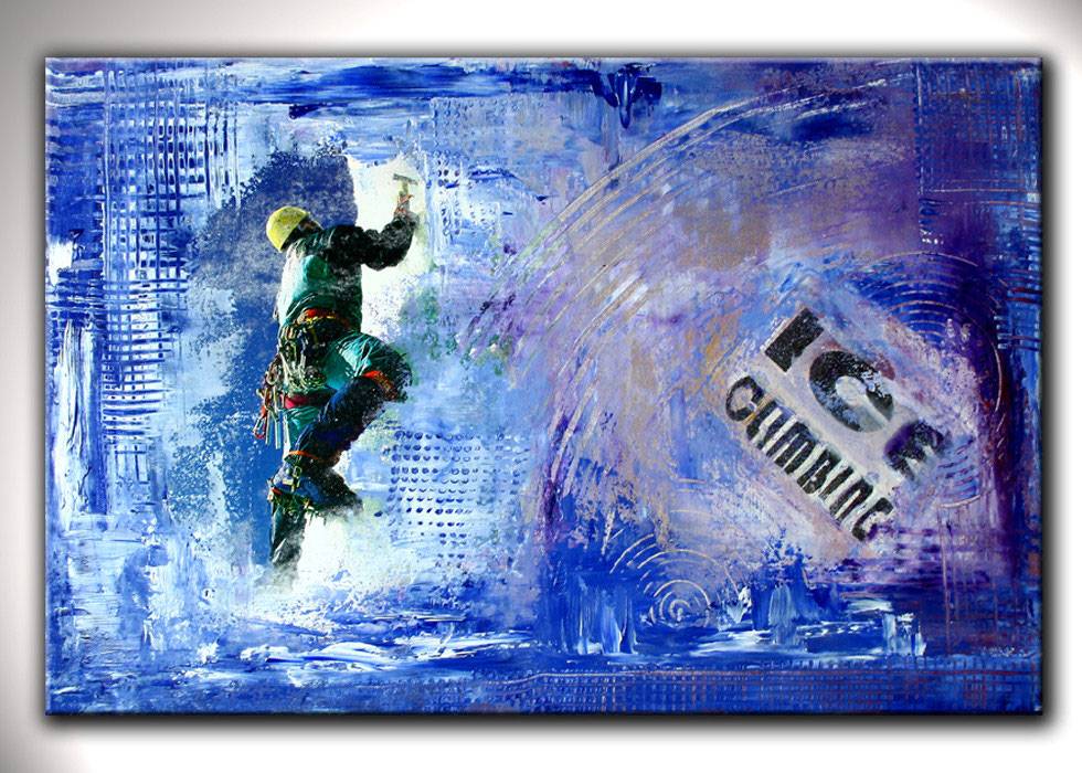 Eiskletterer Sportbild Acrylbild Collage