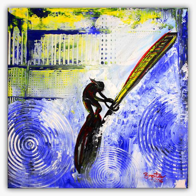 Windsurfer - Surfer Sport Bilder Malerei, Acrylbild Unikat 50x50cm